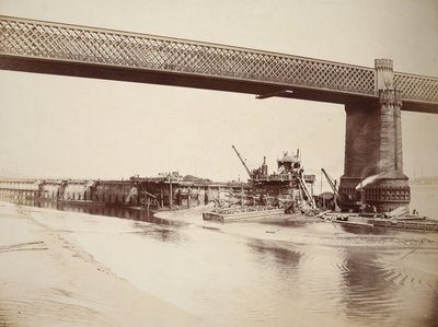 Runcorn-Brücke, Bau der Betonwand von Thomas Birtles